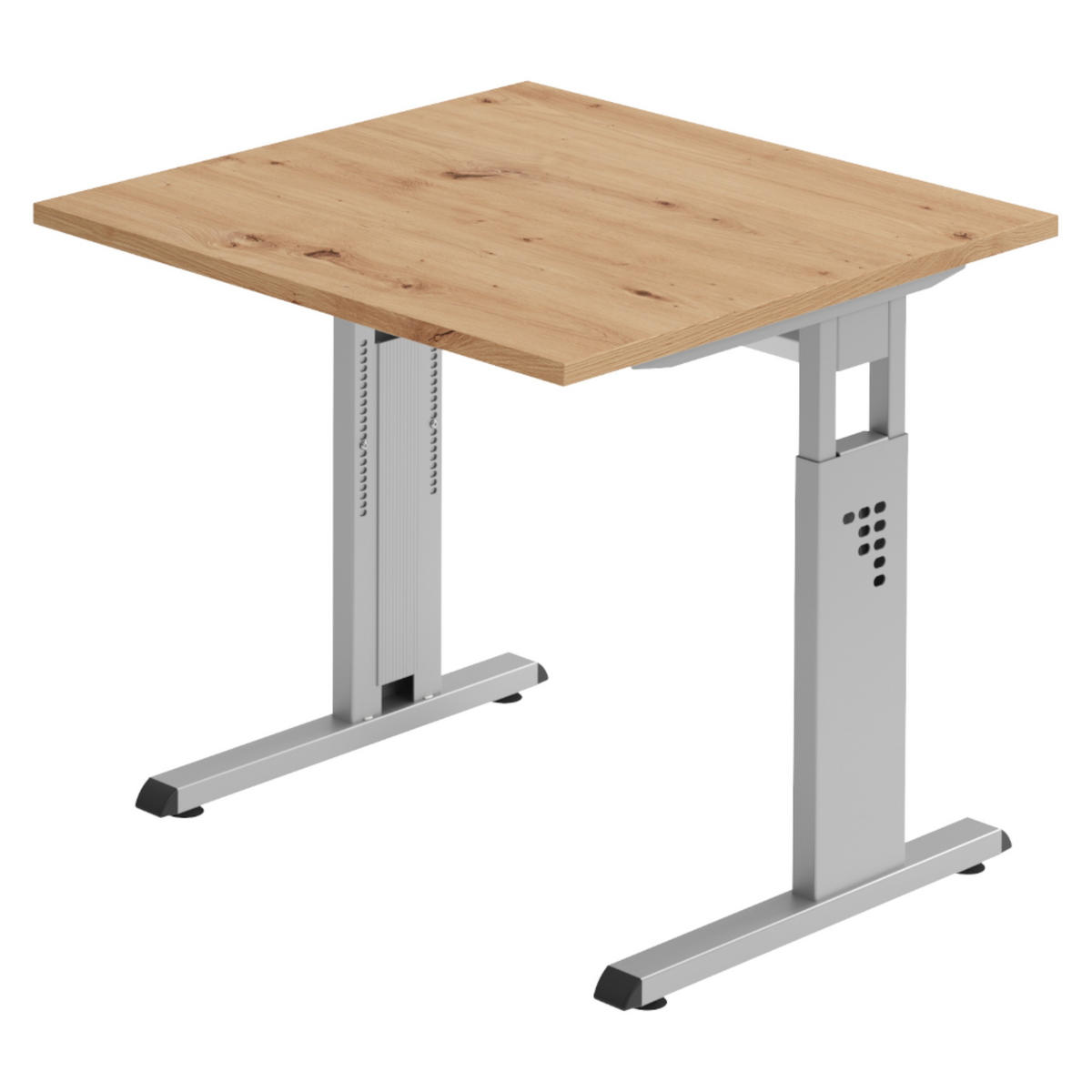 SCHREIBTISCH Serie-O 80/80/74 cm in Wildeiche/Silberfarben - Wildeiche/Silberfarben, Holzwerkstoff (80/80/74cm) - bümö