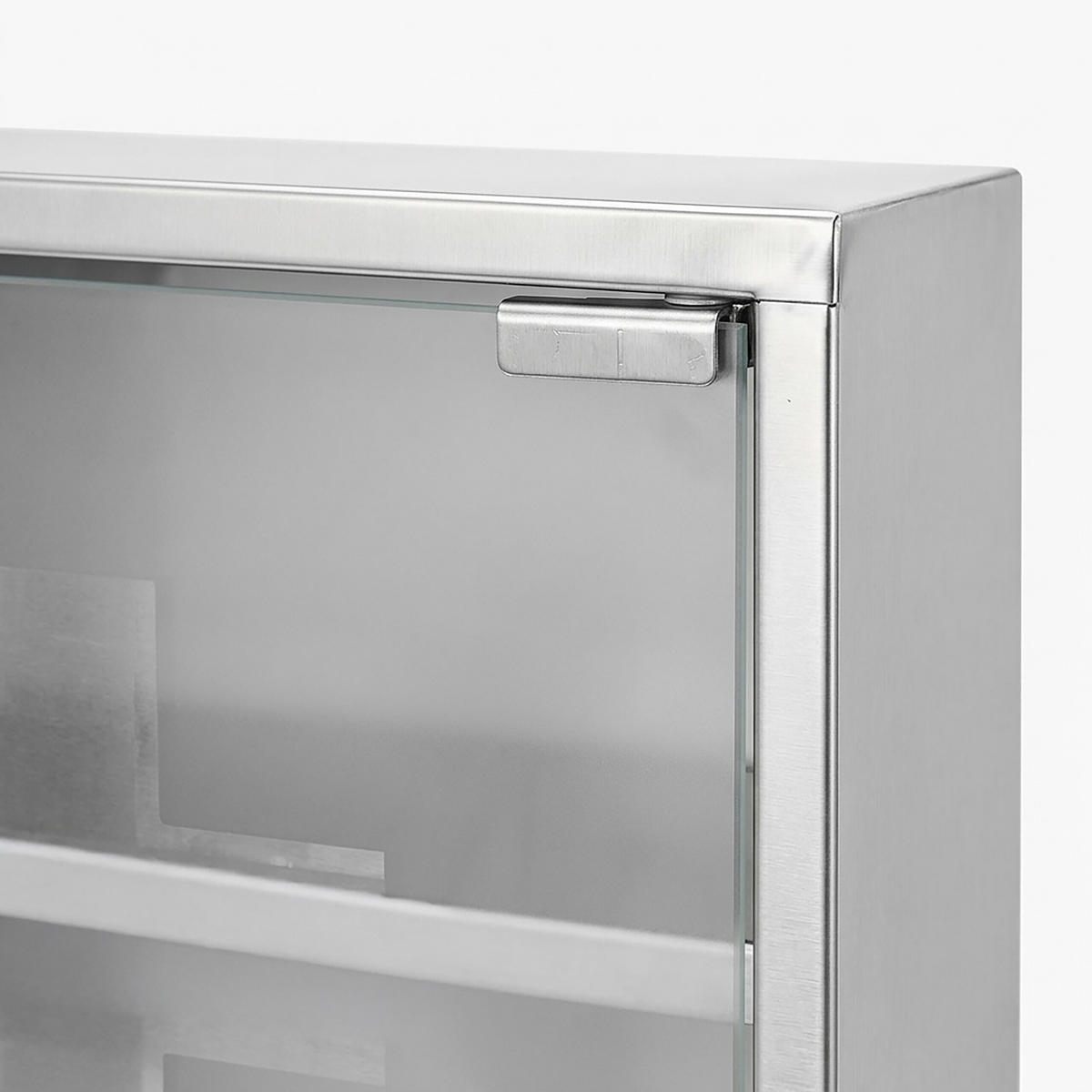 DULĂPIOR Argintiu inox sticlă satinată cu cheie 30x30x12 cm - argintiu, sticlă/metal (30/30/12cm) - Relaxdays