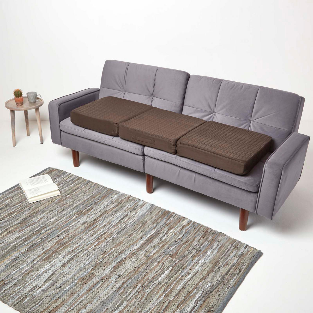 SOFA-AUFLAGE Velours braun 150/50/10 cm – langes Sitzkissen orthopädisch - Braun, Textil (150/50/10cm) - Homescapes