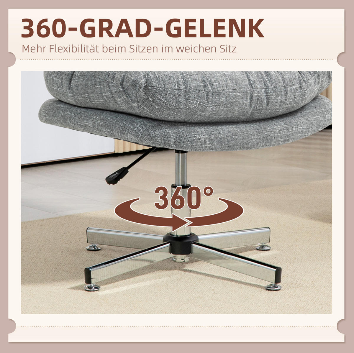 BÜROSTUHL in Grau 65x65x94 cm mit Wippfunktion und höhenverstellbarem Sitz - Grau, Textil (65/94/65cm) - IVMEU