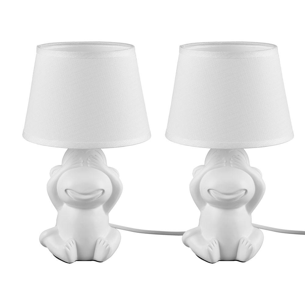 TISCHLEUCHTE Keramik Weiß Matt 2er Set - Weiß, Textil (17/17/27cm)