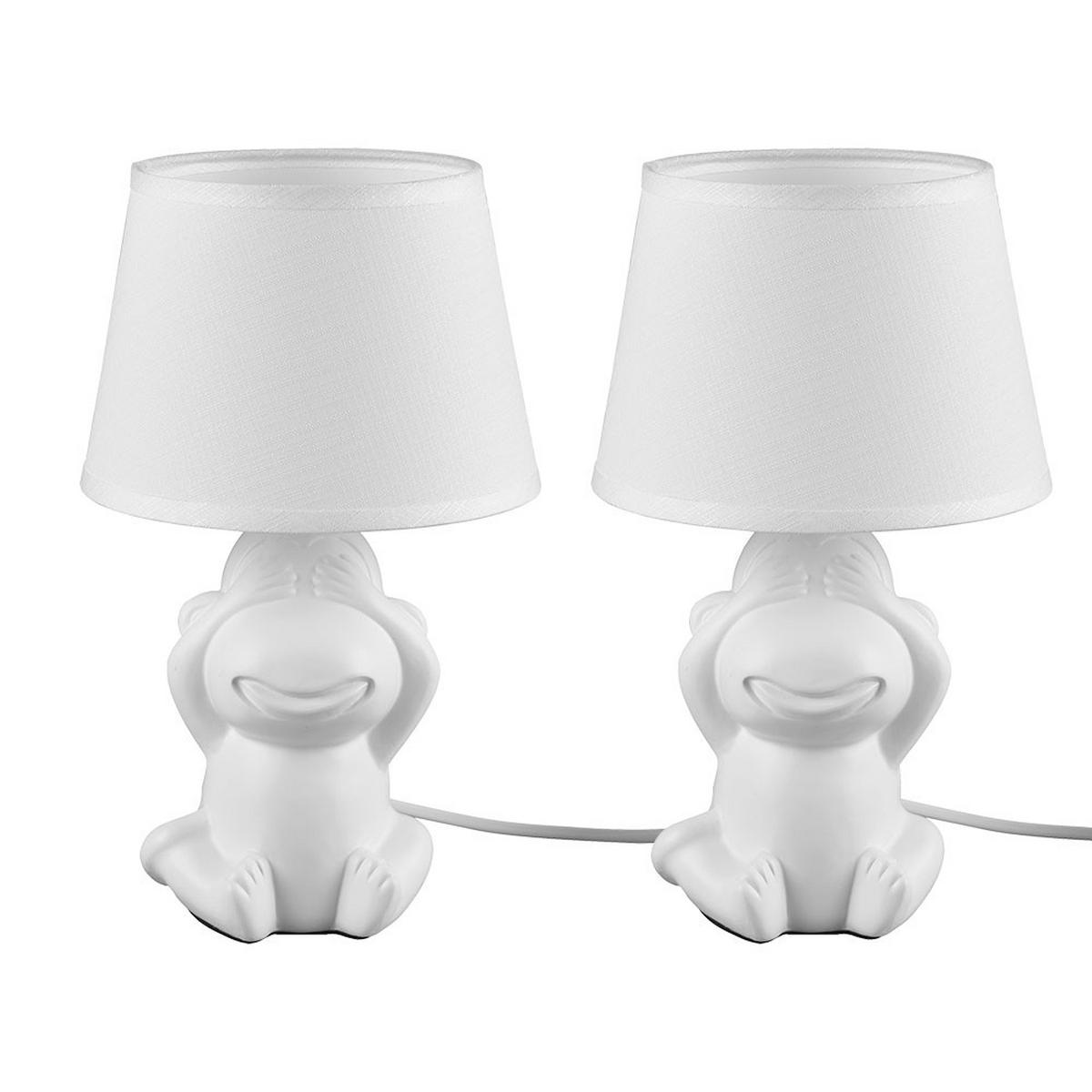 TISCHLEUCHTE Keramik Weiß Matt 2er Set - Weiß, Textil (17/17/27cm)