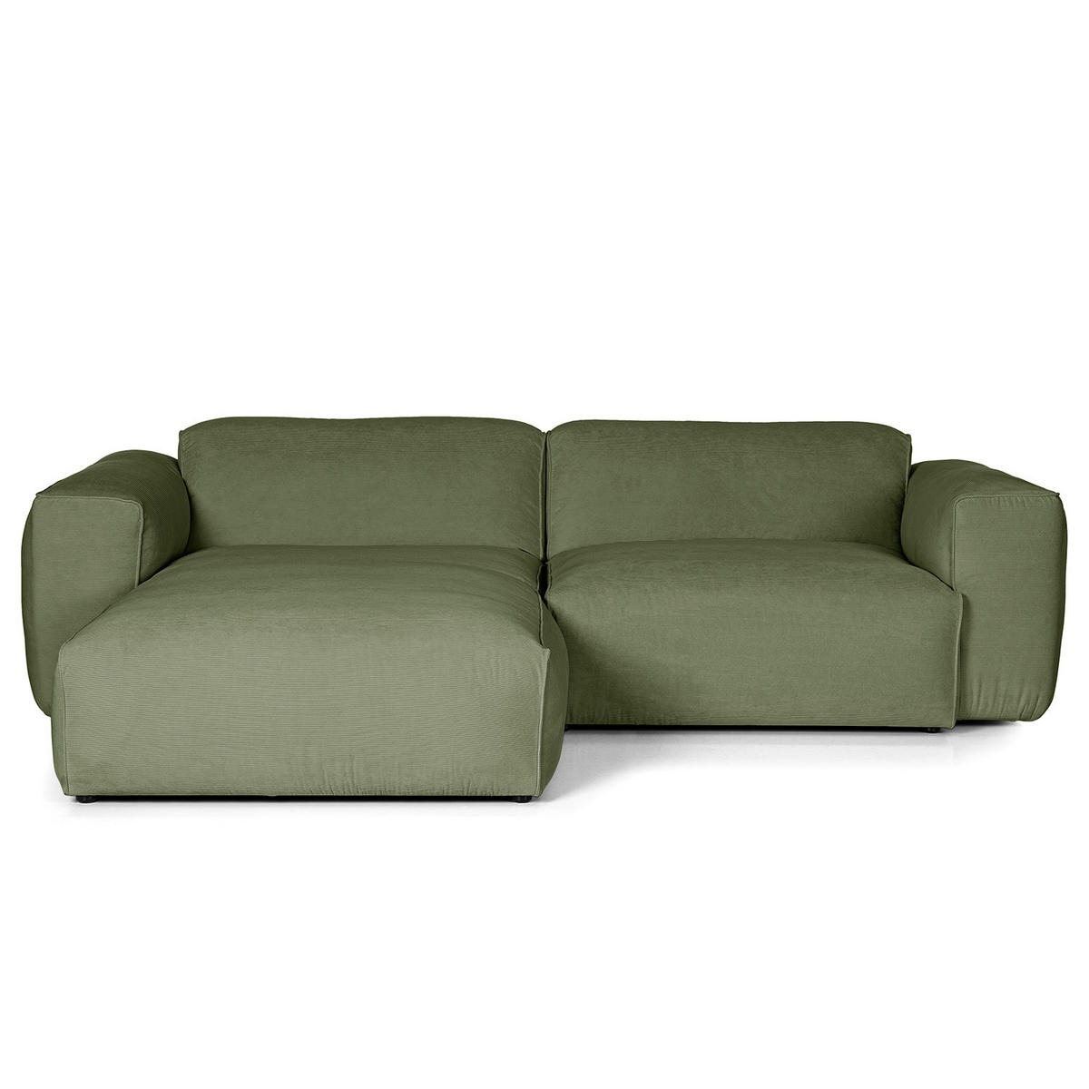 1,5-SITZER ECKSOFA mit Longchair - Dunkelgrün/Schwarz, Kunststoff/Textil (260/173cm) - home24