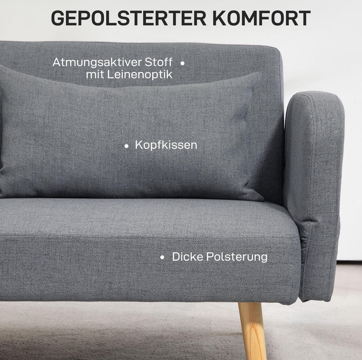 SCHLAFSOFA klappbar 170 cm Polyester Grau - Grau, Textil (170/80/83cm) - IVMEU
