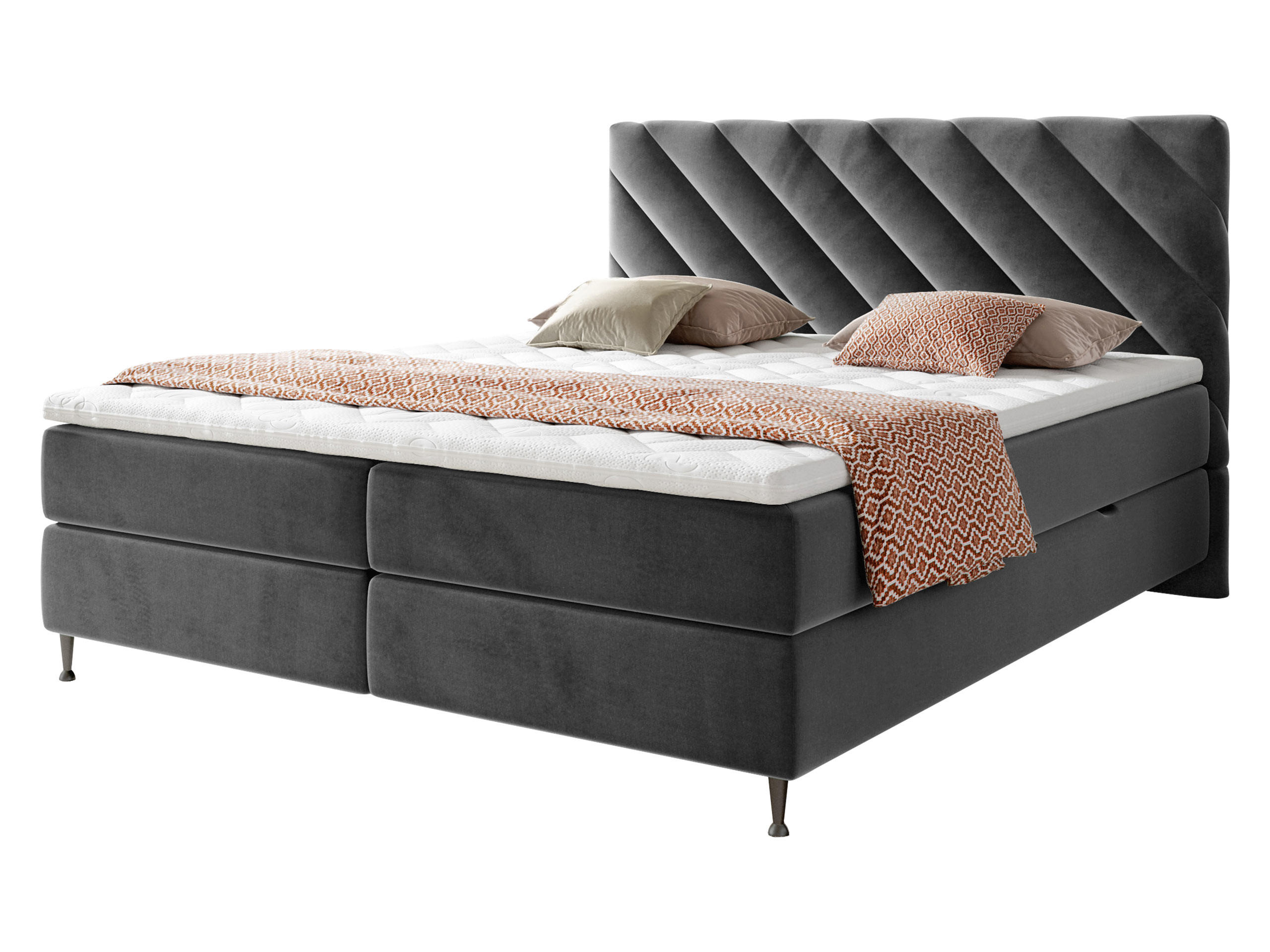 BOXBETT Enzo - Schwarz/Grau, Holz/Textil (180/200cm) - MIRJAN24