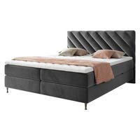 BOXBETT Enzo - Schwarz/Grau, Holz/Textil (180/200cm) - MIRJAN24