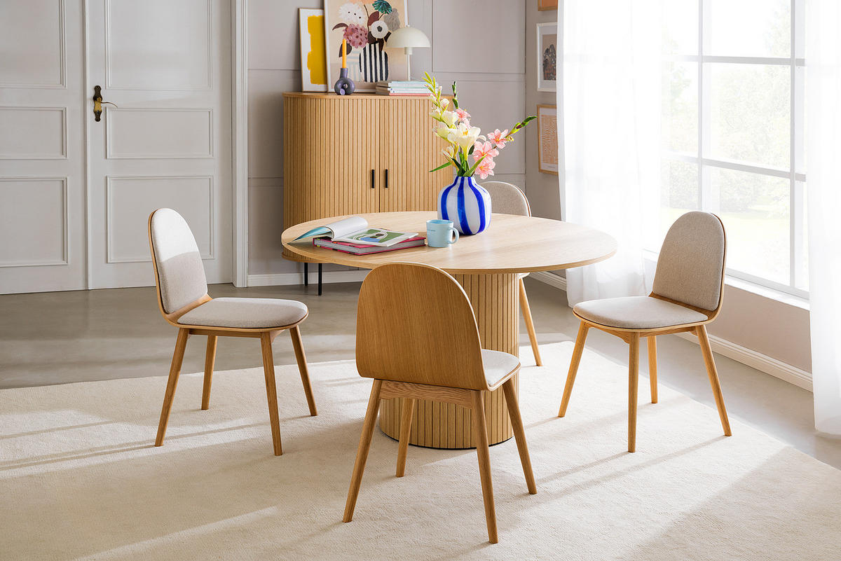 POLSTERSTUHL - 2er-Set - Beige, Holz (43/82/46cm) - home24