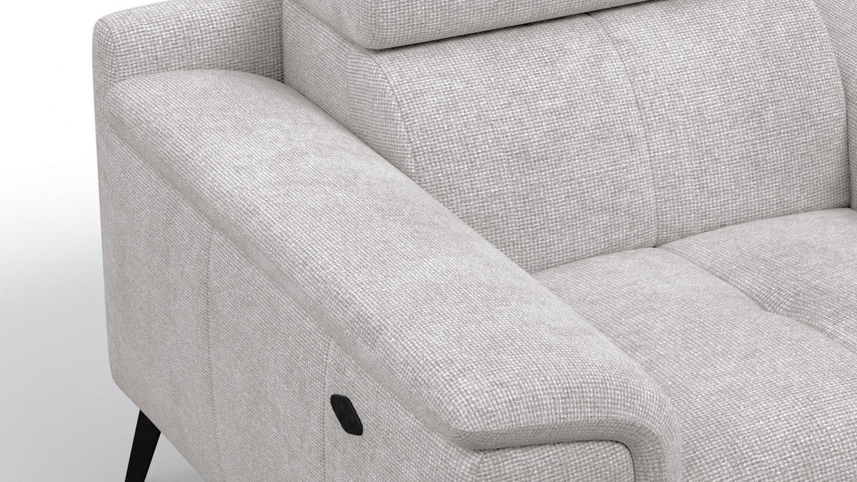 SESSEL FIERO mit Relaxfunktion, creme - Creme/Schwarz, Holzwerkstoff/Textil (114/82/103cm) - Courtois Laville