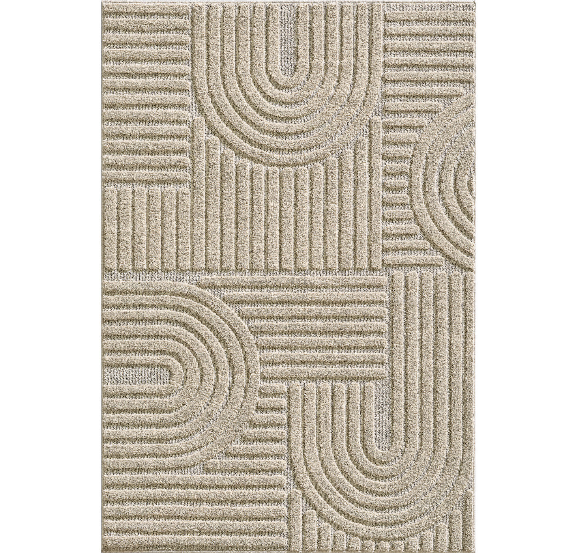 TEPPICH geometrischer beige TURIN 80x150 cm - Beige, Textil (80/150cm) - Nazar Rugs