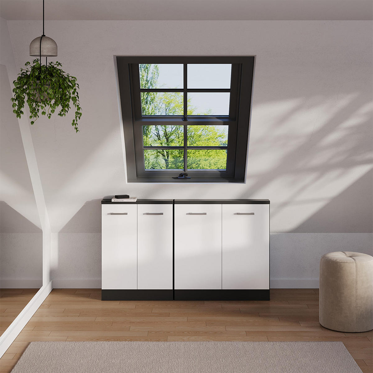 DACHSCHRÄGENSCHRANK Rion Weiß Hochglanz mit 2 Türen - Weiß Hochglanz, Holzwerkstoff (80/81.6/46cm) - Vicco