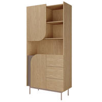 BÜCHERREGAL Camel mit 2 Türen, 3 Schubladen und geriffeltem Detail, 90 cm, Frühlingseiche + Toffee - Eichefarben, Holzwerkstoff/Metall (92/195/42cm) - Beautysofa
