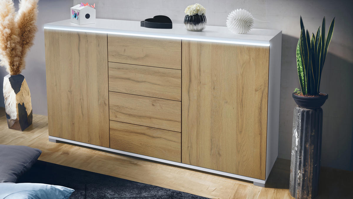SIDEBOARD Faro Eiche Natur - Eichefarben, Holzwerkstoff (138.5/75.5/35cm) - Vladon