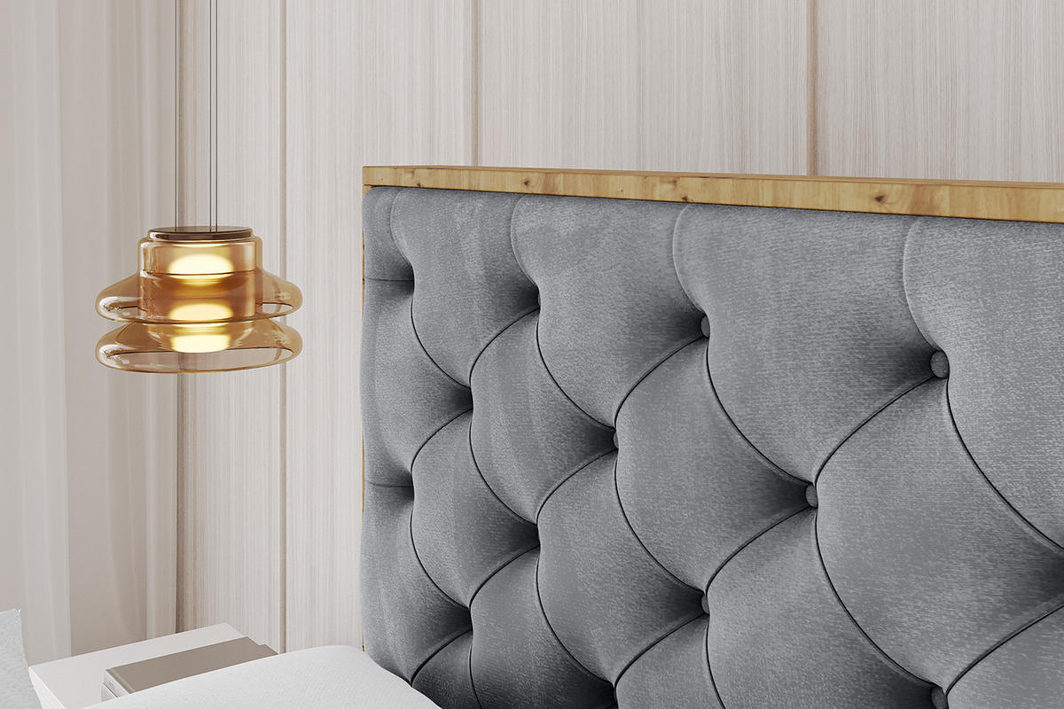 POLSTERBETT mit Bettkasten und Lattenrost, Bett mit Matratze H3/H4 - ENZO3 120x200 Grau - Grau, Holzwerkstoff/Textil (120/200cm) - ALTDECOR