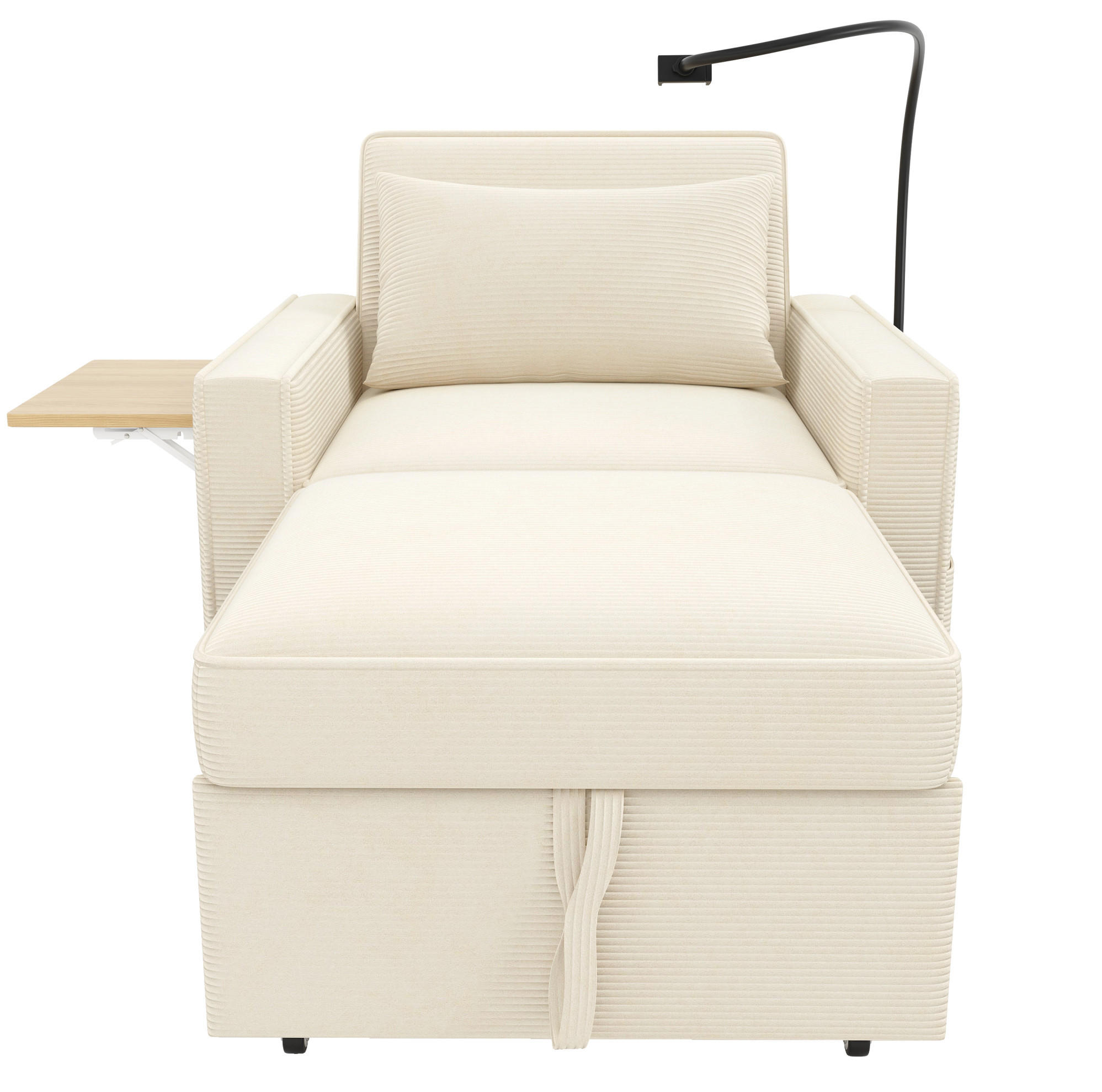 SCHLAFSOFA 93/150/85 cm in Beige – 3-fach verstellbar mit USB und Handyhalter - Beige, Textil (93/85/150cm) - BEAOK