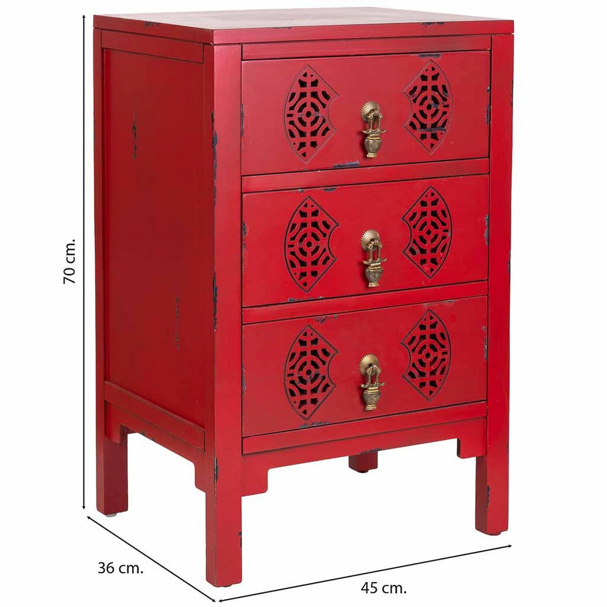 NACHTTISCH aus Holz, rot, 45x36x70cm - Rot, Holz (45/70/36cm) - Wanderlust