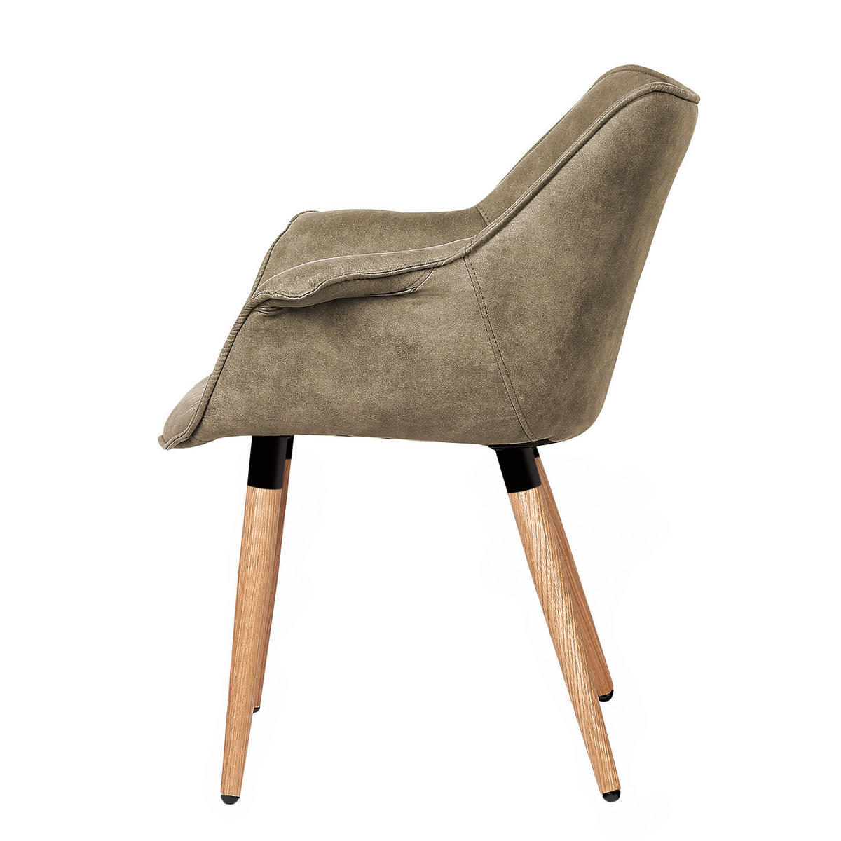 ARMLEHNENSTUHL - Massivholz / Textil - Schlammfarben, Holz/Textil (70/81/64cm) - home24