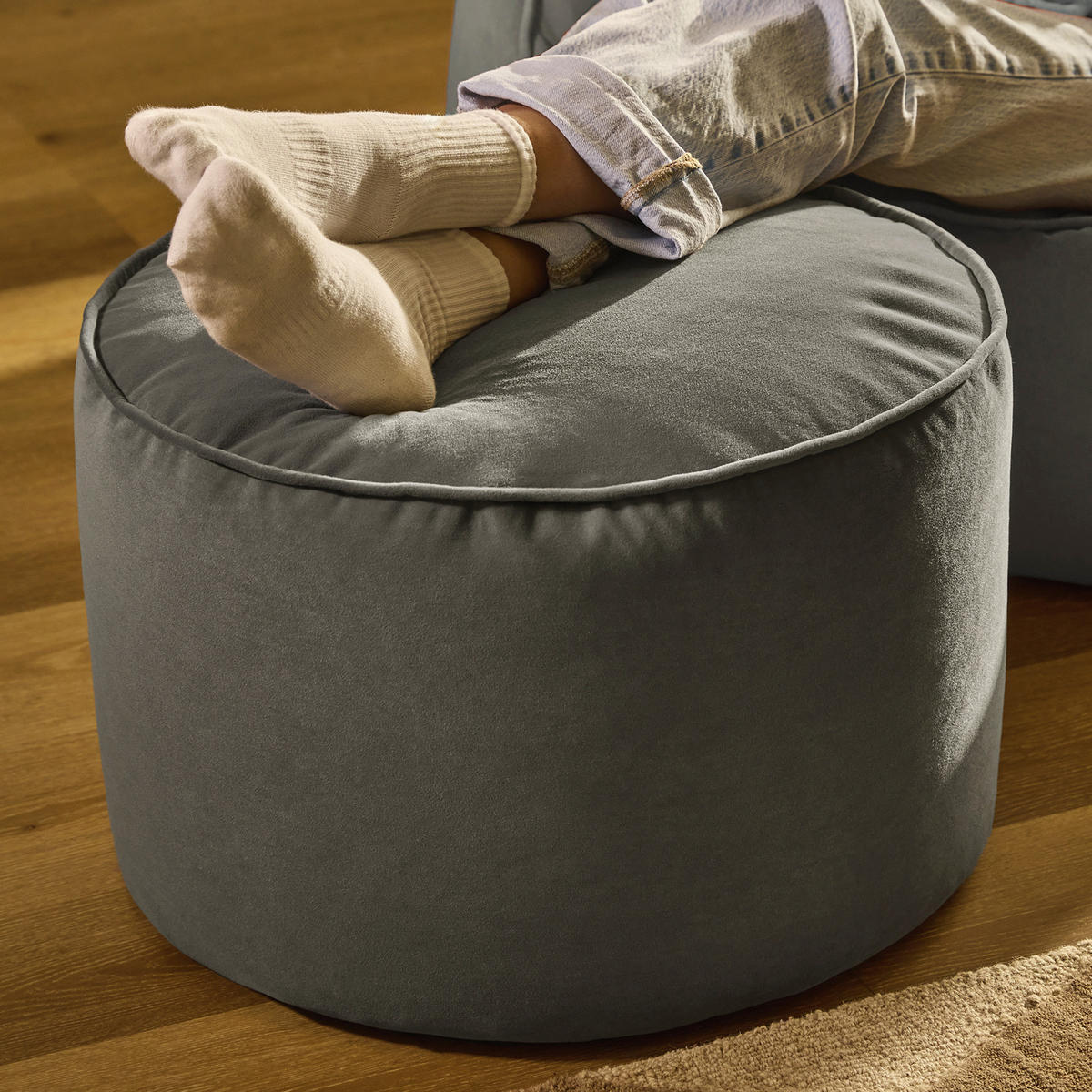 SITZPOUF Rund Milano - Grau, Textil (55/35/55cm) - icon