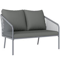 GARTENBANK DE-13503 2-Sitzer mit Geflecht, Stahlrahmen Grau - Grau, Metall (112/76/72cm) - ComfortXL