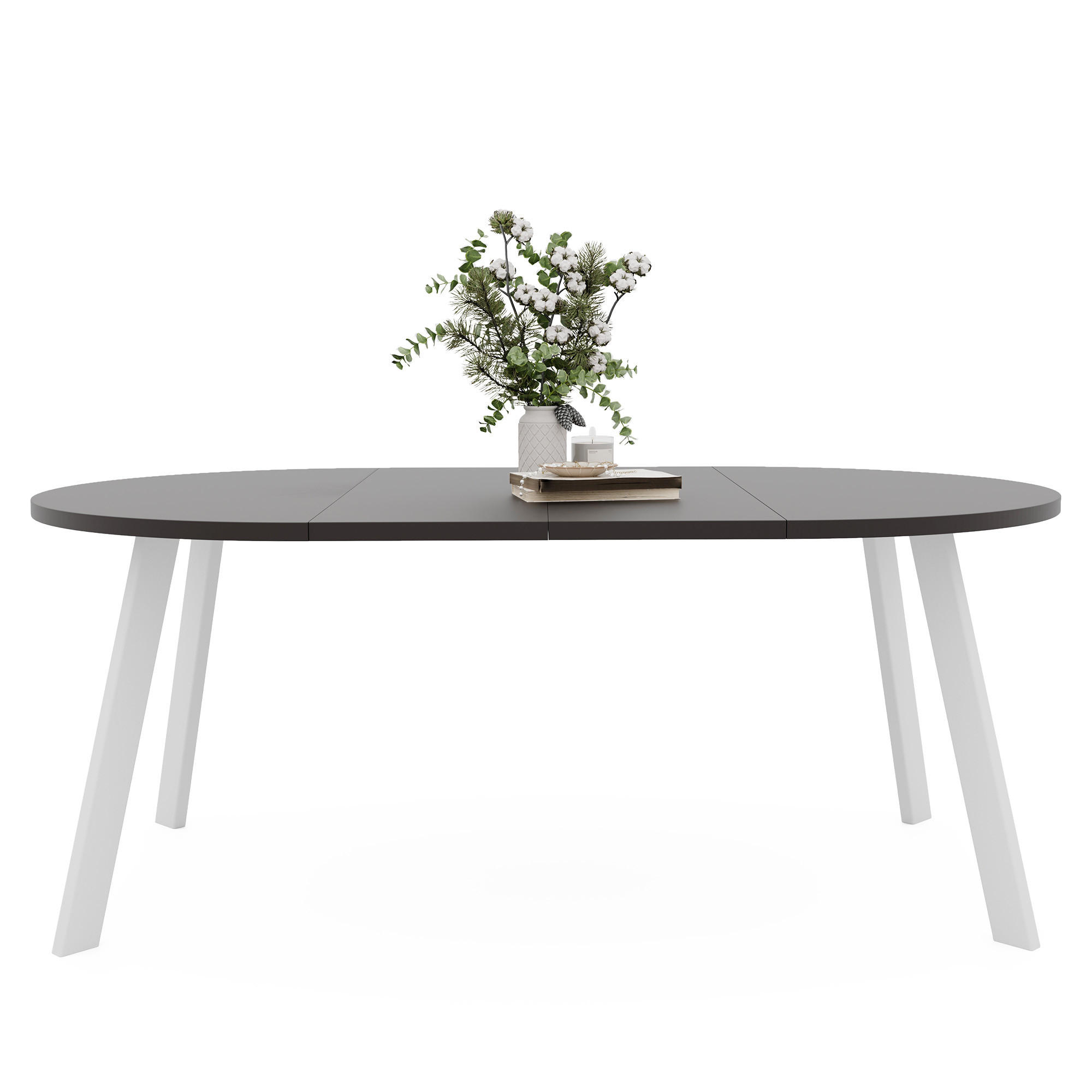 TISCH Weiße Beine, MDF Tischplatte, Molet Schwarz - Schwarz/Weiß, Holzwerkstoff (100/100/76cm) - Idohome