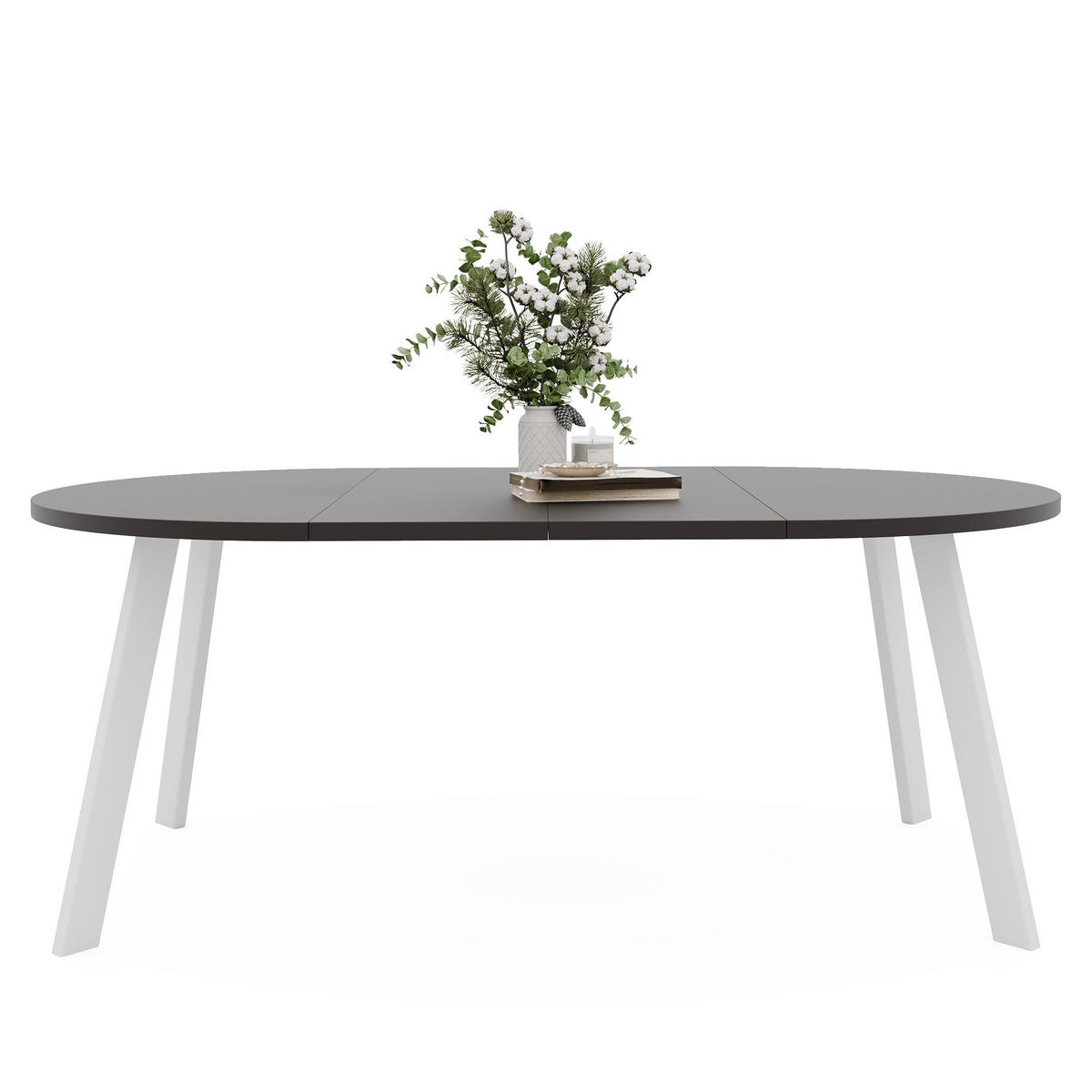 TISCH Weiße Beine, MDF Tischplatte, Molet Schwarz - Schwarz/Weiß, Holzwerkstoff (100/100/76cm) - Idohome