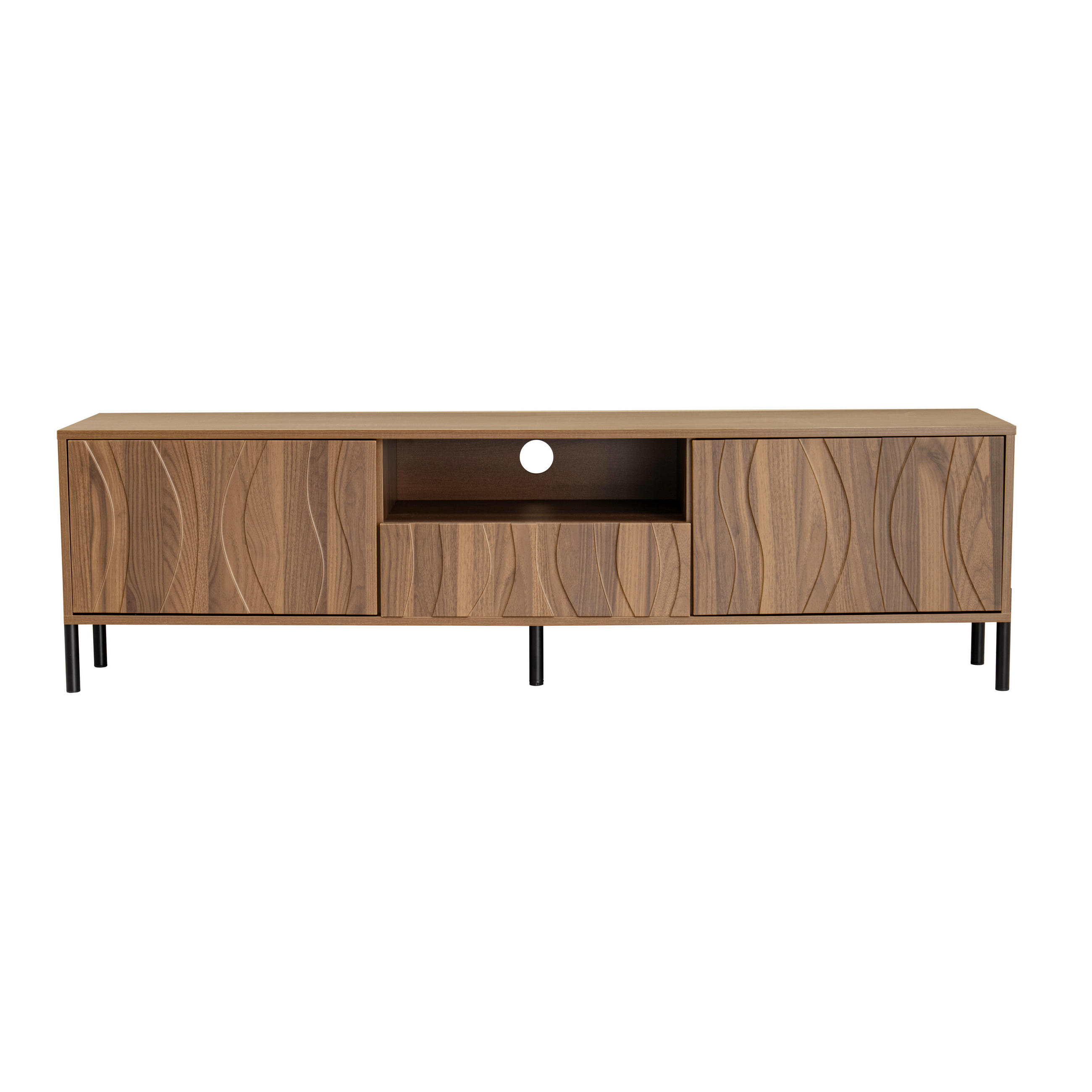 NIZKA OMARICA 160 cm, naravna barva, 3 vrata - črna, leseni material (160/46/35cm) - Urban Meuble
