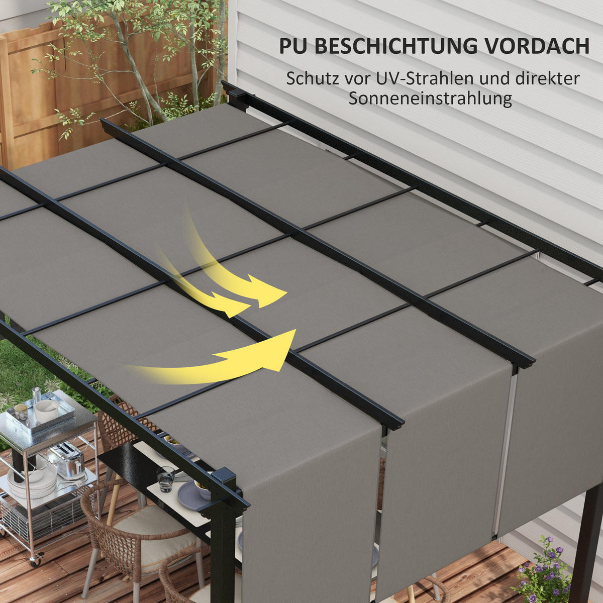 PAVILLON Pergola, Stahl, Dunkelgrau - Dunkelgrau, Kunststoff/Metall (296/235/357cm) - Outsunny