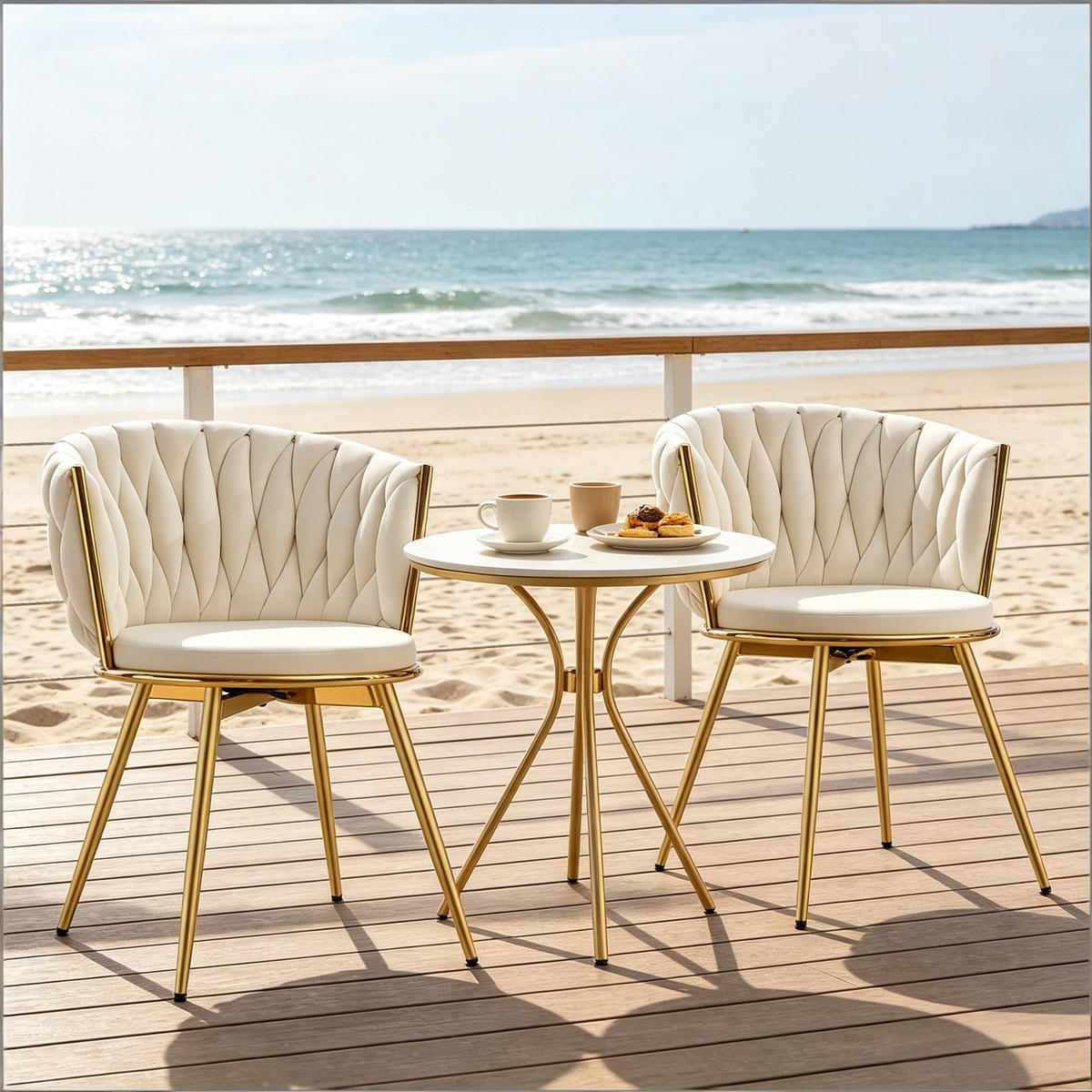 ARMLEHNSTUHL-SET DE-36126 2 Stück drehbar Beige - Beige, Metall (60.5/78/59.5cm) - ComfortXL