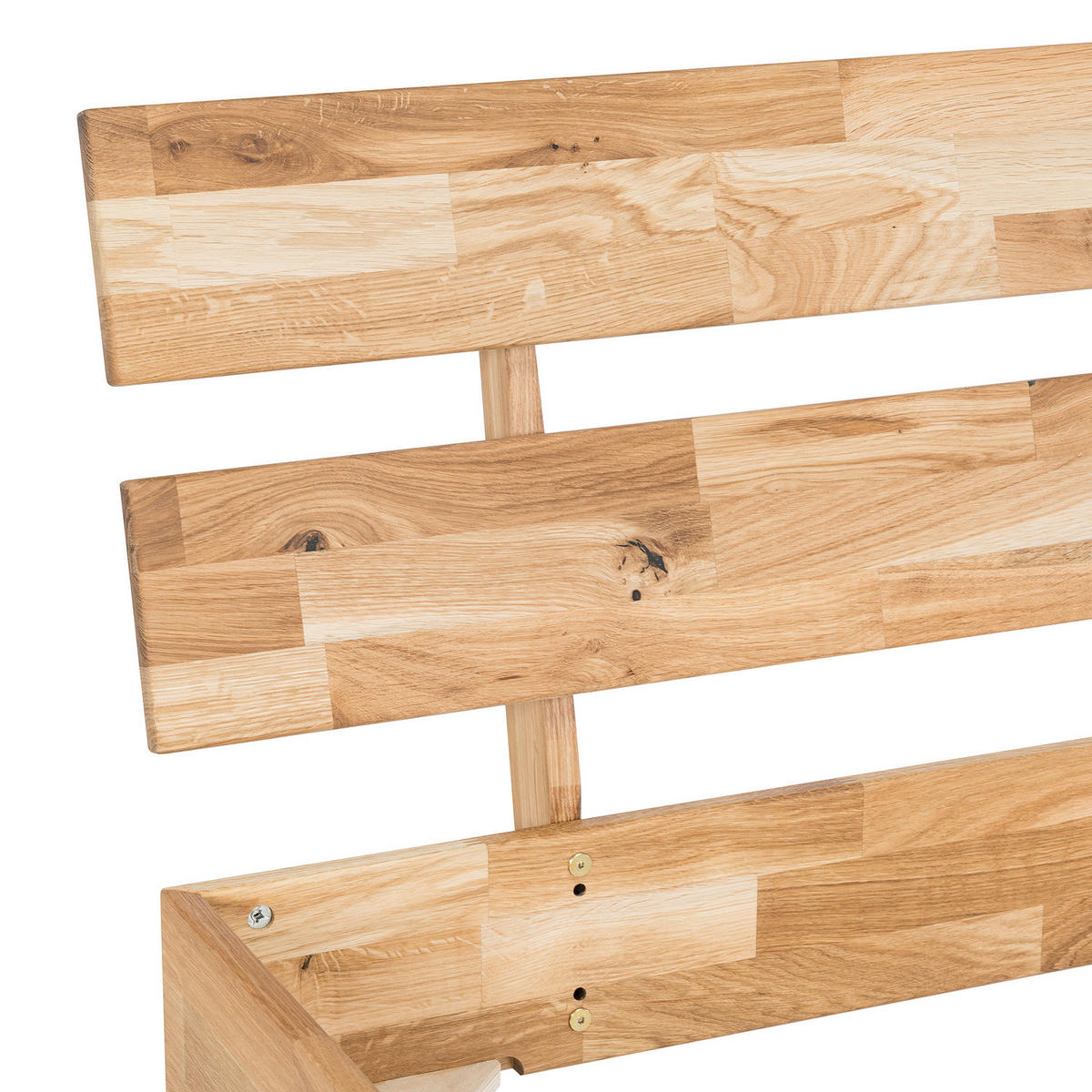 MASSIVHOLZBETT - Wildeiche massiv - geölt - Eichefarben, Holz (140/200cm) - home24