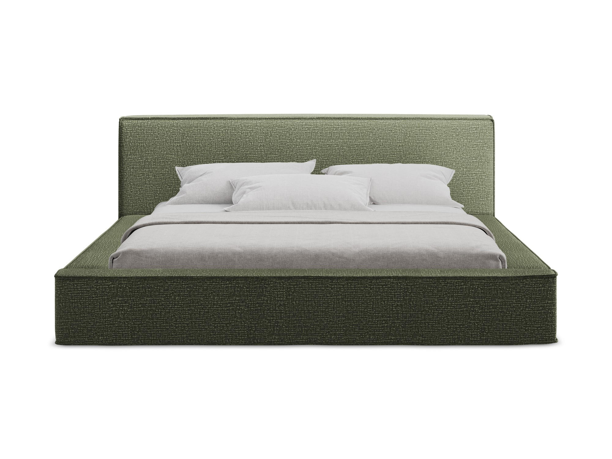 POLSTERBETT mit Bettkasten und Lattenrost 180x240 Grün - Schwarz/Olivgrün, Kunststoff/Textil (140/200cm) - Makamii
