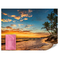 FOTOTAPETE Strand Meer Sonnenuntergang Natur 3D 100x70 - Gelb/Orange, Papier (100/70cm) - Muralo