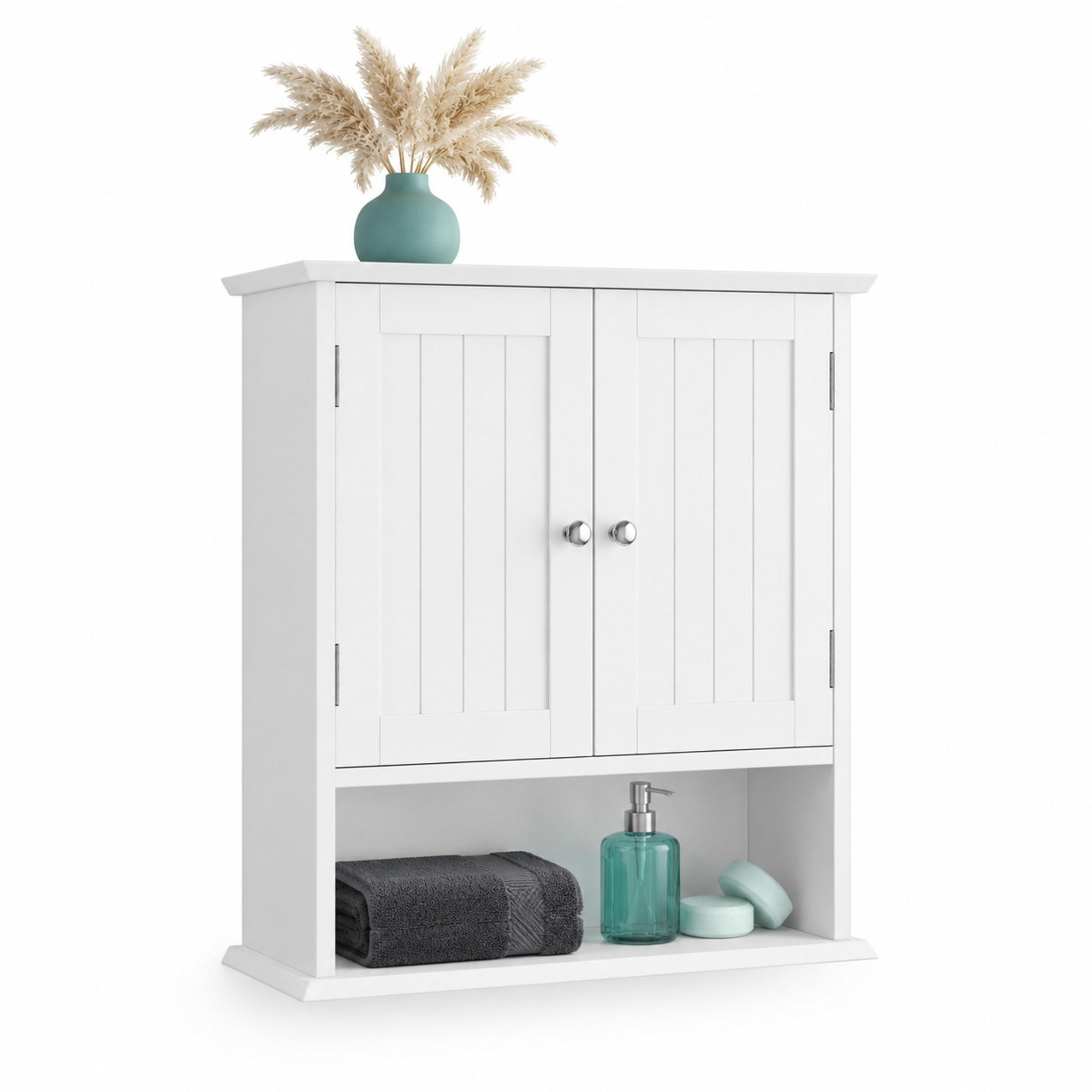 BADEZIMMERSCHRANK zur Wandmontage 54,6 x 19,8 x 59,9 cm Weiß - Weiß, Holzwerkstoff (19.8/59.9/54.6cm) - Beauniv