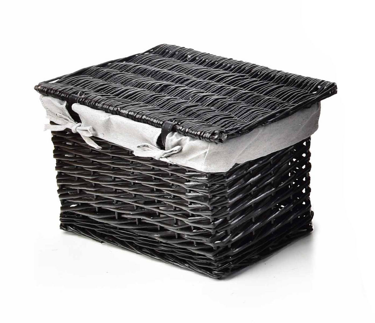 KORB Pino grau 51/32/32 cm Weide - Schwarz, Naturmaterialien (51/32/32cm) - Mondex