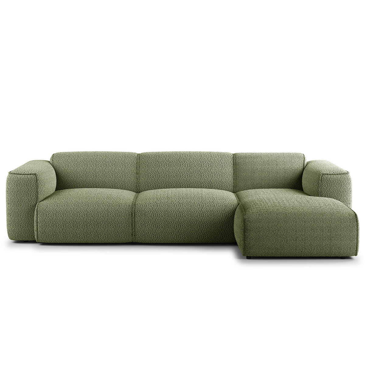 3-SITZER ECKSOFA mit Longchair - Schwarz/Grün, Kunststoff/Textil (284/173cm) - home24