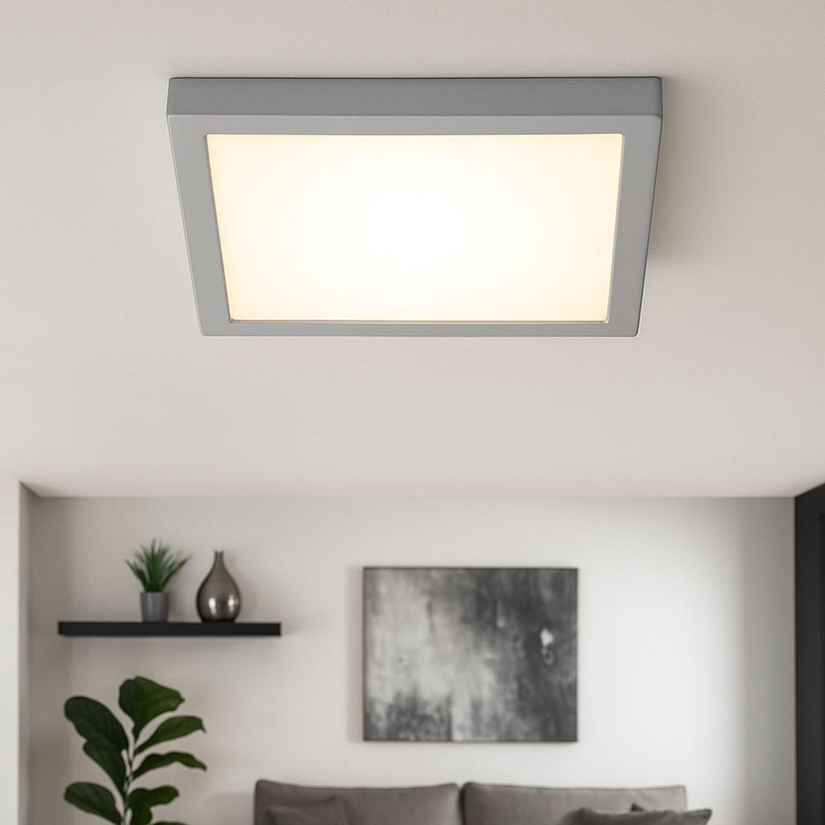 LED PANEL Deckenleuchte Silber Chrom - Silberfarben, Metall (30/30/3.2cm) - Briloner