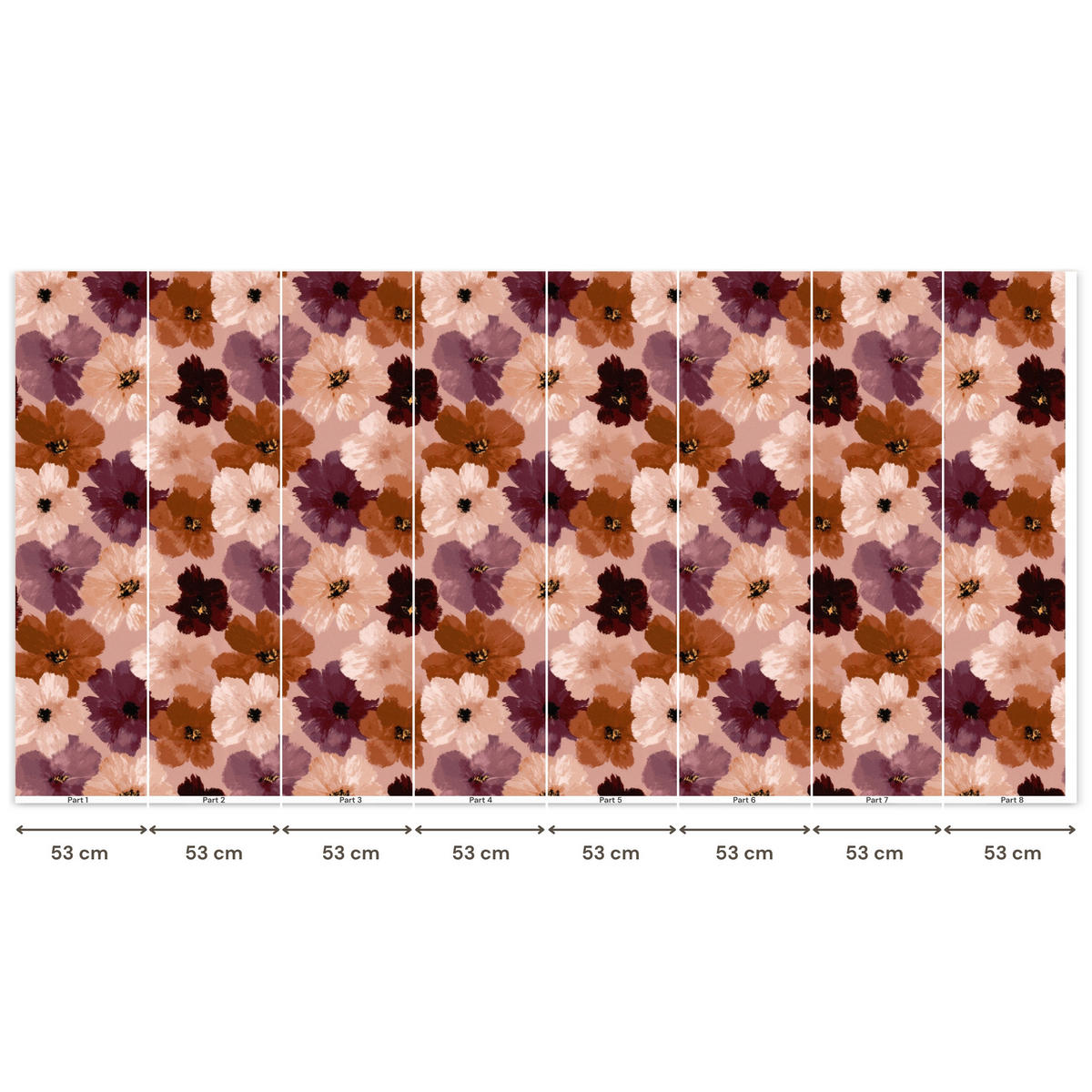 TAPETE - Blumen - Abstrakt - Erdtöne - 450x220 cm - Multicolor, Papier (450/220cm) - OnlyWow