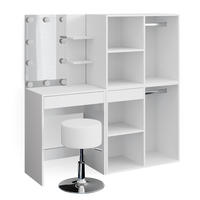 SCHMINKTISCH Isabelle Weiß 60 cm mit LED, Hocker und Schränken - Weiß, Holzwerkstoff (60/140/40cm) - Vicco