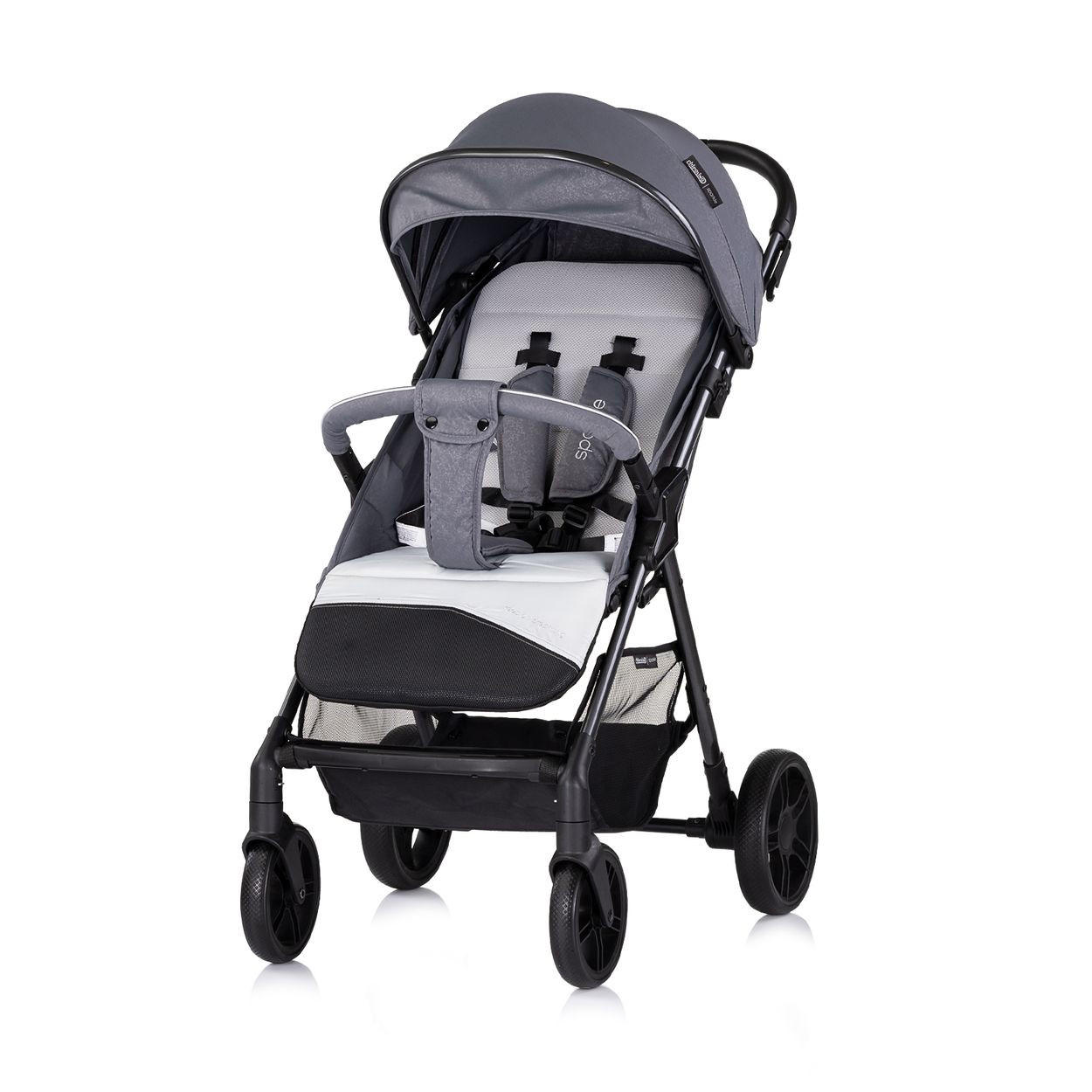 BUGGY Sparkle grau faltbar, Gurt am Griff, verstellbar - Grau, Metall (84/55/97cm) - Chipolino