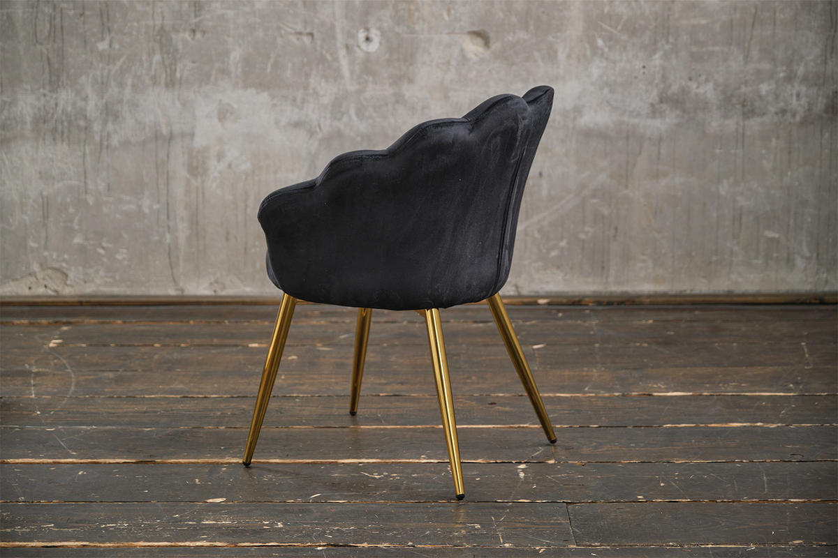 ESSZIMMERSTUHL CARLA Schwarz Velvet - Goldfarben/Schwarz, Textil (65/79/58cm) - KAWOLA