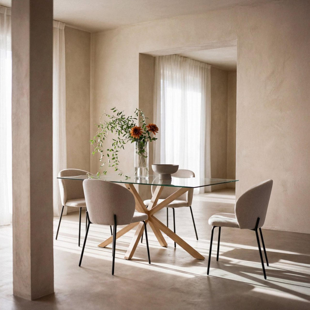 ESSZIMMERSTUHL Norah Beige 49 cm x 80 cm 4er-Set - Beige, Textil (49/80/56cm) - Klast Home