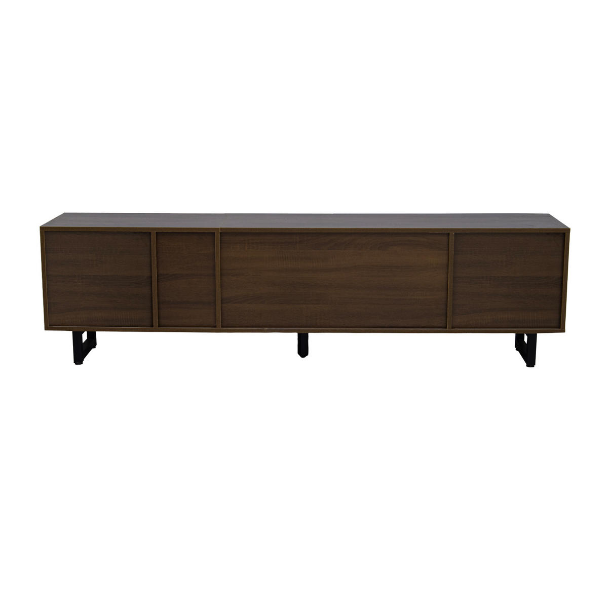 LOWBOARD 180/38/50 cm aus MDF mit Hochglanzfronten und grifflosem Türdesign Schwarz/Natur - Hellbraun, Holzwerkstoff (180/50/38cm) - Modenvie