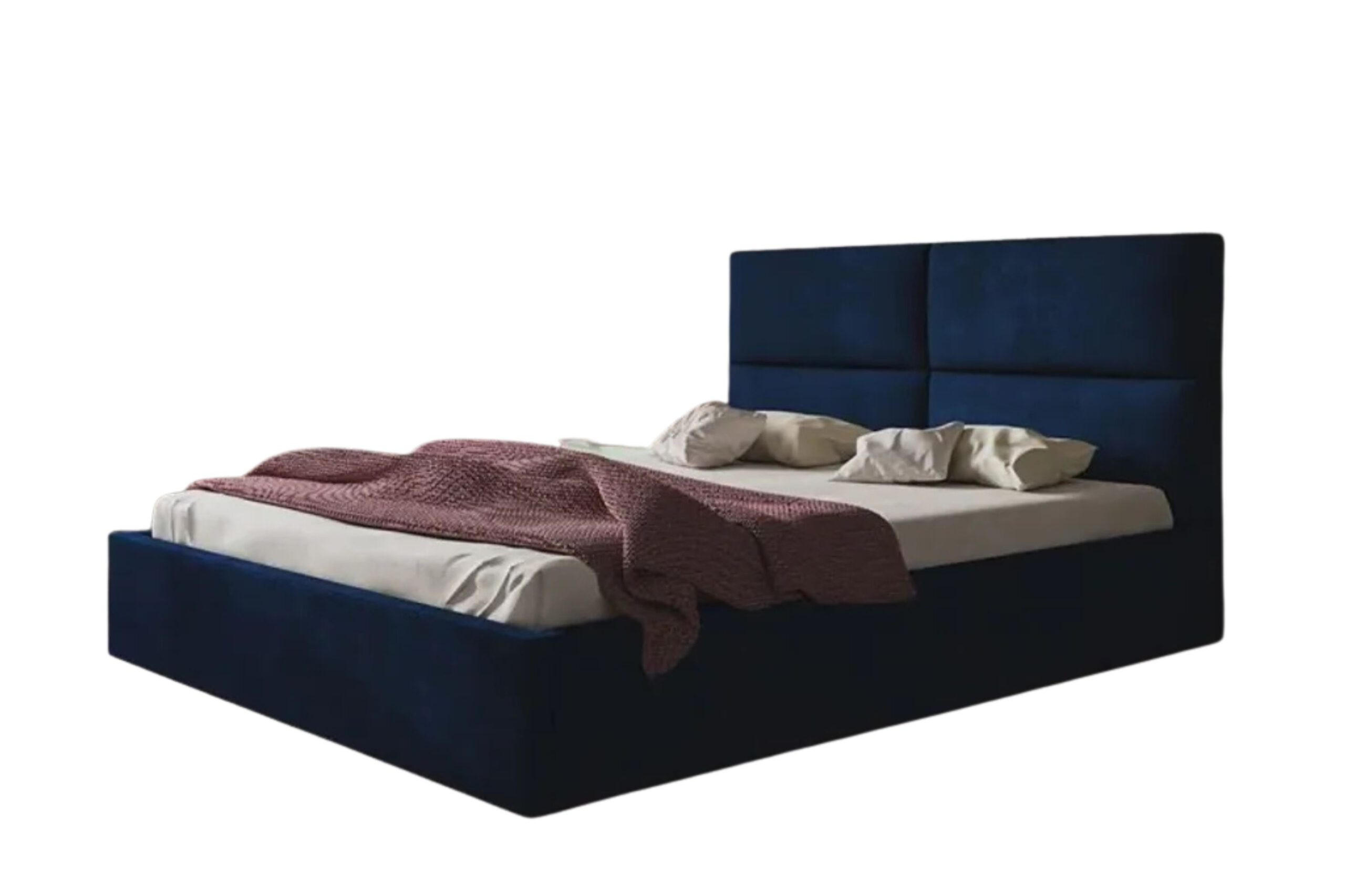 POLSTERBETT SIM 6 mit Kopfteil, 120 x 200 cm mit Bettkasten und Lattenrost aus Holz, Velourstoff, Farbe: Blau - Blau, Holz/Kunststoff (120/200cm) - Sepro Meble