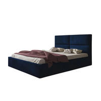 POLSTERBETT SIM 6 mit Kopfteil, 140 x 200 cm mit Bettkasten und Lattenrost aus Holz, Velourstoff, Farbe: Blau - Blau, Holz/Kunststoff (140/200cm) - Sepro Meble