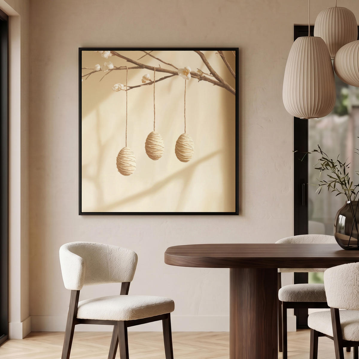 LEINWAND Bilder mit Rahmen - Beige - Osterkuchen - Eier - 90x90 - Beige, Textil (90/90cm) - MuchoWow