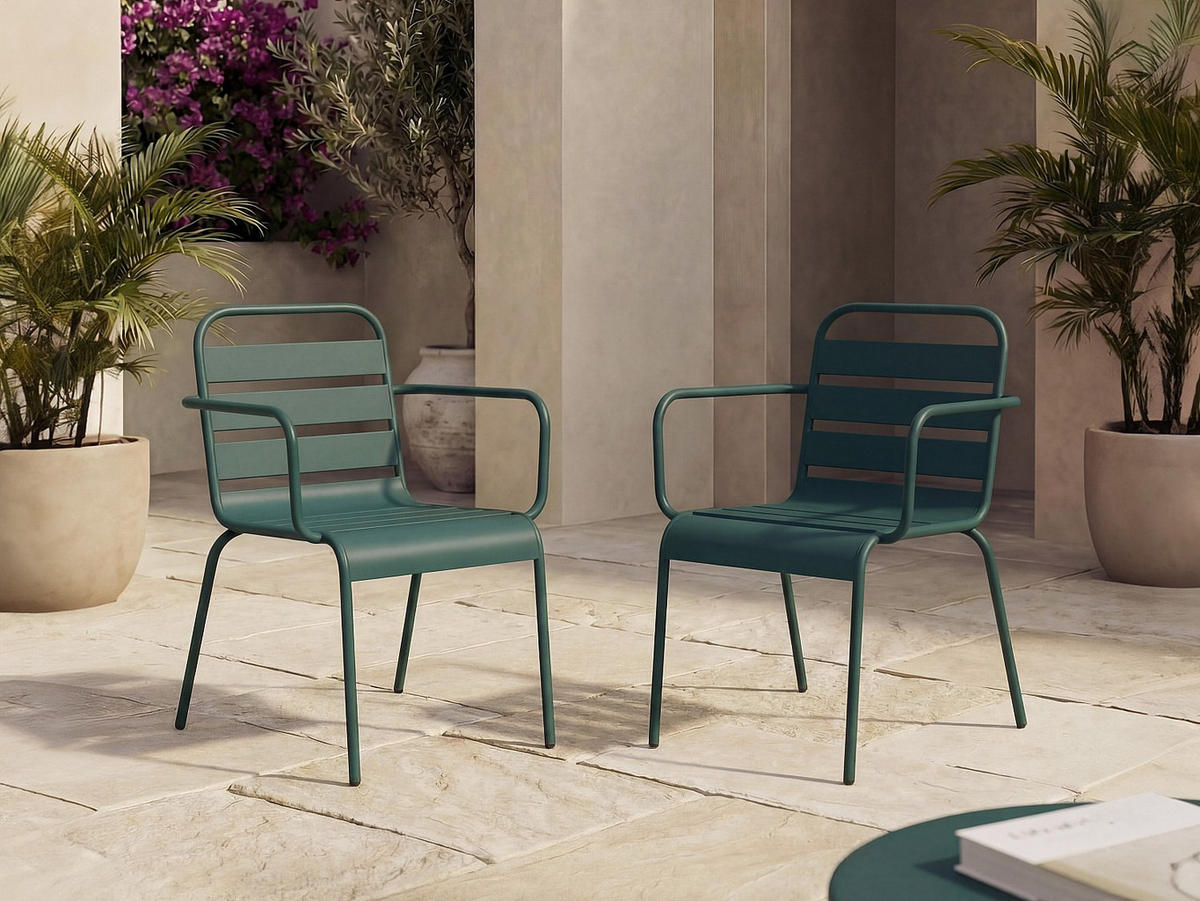 GARTENSTUHL - 56 cmcm x 59 cmcm - Metall - Tannengrün - MIRMANDE - Waldgrün, Metall (56/79/59cm) - Vente-Unique