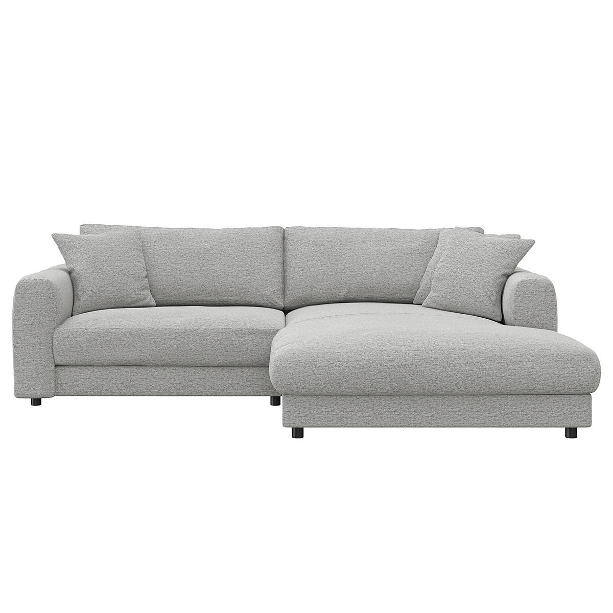 ECKSOFA mit Longchair - Hellgrau/Schwarz, Holz/Kunststoff (238/183cm) - home24