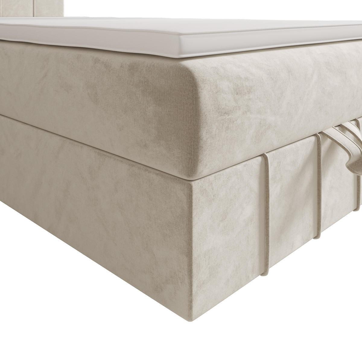 BOXBETT BAHAMA 100x200 Monolith 02, mit Matratze H3 und Topper, Creme - Creme, Holz/Kunststoff (100/200cm) - Bedante