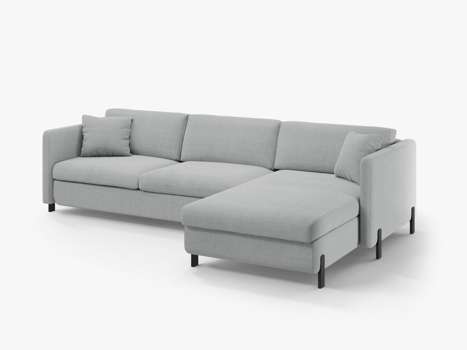 ECKSOFA ausklappbar rechts mit Container Gloria aus strukturiertem Stoff hellgrau 4 Sitzplätze - Hellgrau, Textil (170/260cm) - Micadoni