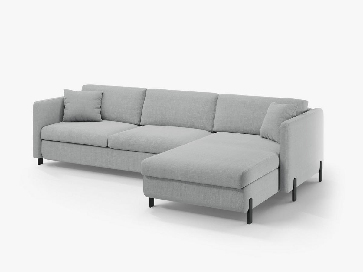 ECKSOFA ausklappbar rechts mit Container Gloria aus strukturiertem Stoff hellgrau 4 Sitzplätze - Hellgrau, Textil (170/260cm) - Micadoni