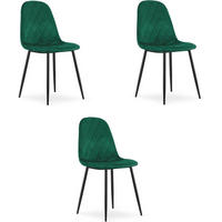 ESSZIMMERSTUHL 3er Set Dunkelgrüner Velours, Diamant-gepolsterte Rückenlehne, Bequeme Sitzfläche - Grün, Textil (51/86/56cm) - Best For Home