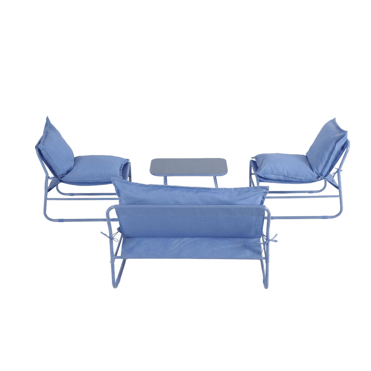 GARTENSET Blau 45/79/44 cm 4er-Set - Blau, Metall - Mobili Rebecca